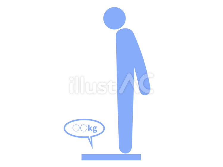 体重計に乗って体重を測る人（水色） 人,人物,ピクトグラムのイラスト素材