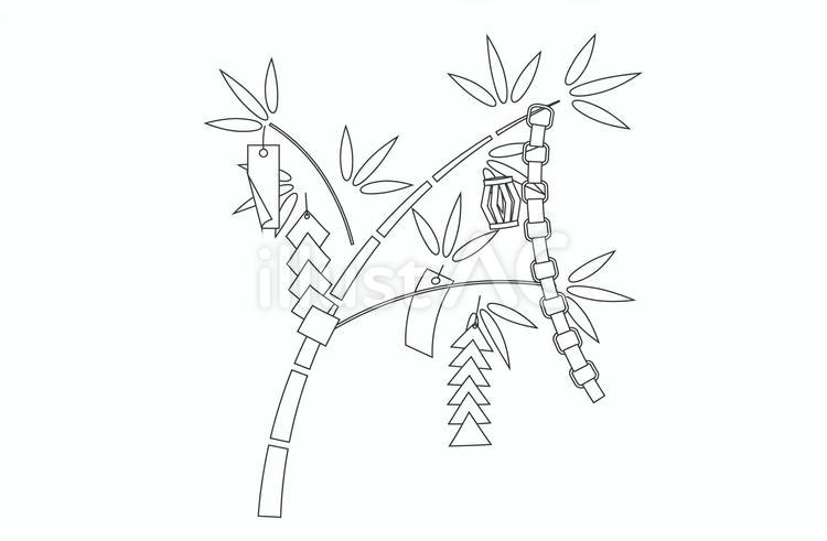 七夕の笹と飾り（塗り絵） 七夕,飾り,笹のイラスト素材
