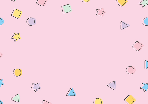 可愛くてカラフルな図形のフレーム背景 ポップ,カラフル,円,三角形,四角形,星,図形,フレーム,背景のイラスト素材