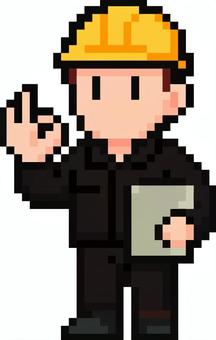 ドット絵の黒の倉庫作業員です。 ドット絵,倉庫,作業員,シンプル,梱包,検品,仕分け,商品管理,スタッフ,パートのイラスト素材