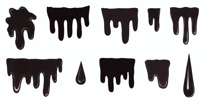 ホラー素材　黒い滴り ホラー,ペンキ,黒,ブラック,マンガ風,垂れる,滴る,ドロドロ,怖い,恐怖のイラスト素材