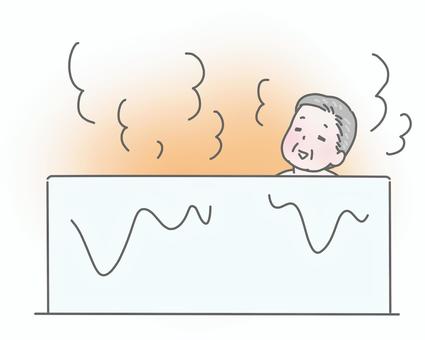温かいお風呂に入る高齢男性 入浴,高齢者,男性,湯船,暖かい,快適,リラックス,笑顔,風呂,浴槽のイラスト素材
