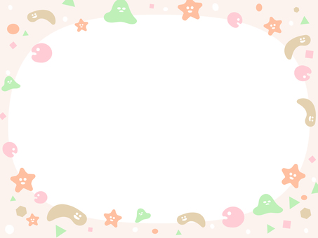やさしいパステルカラーのゆるキャラ背景 ゆるかわ,ゆるキャラ,カラフル,パステル,フレーム,背景,枠,子ども,幼児,保育のイラスト素材