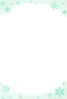 たっぷりの雪の結晶フレーム（緑） 雪の結晶,フレーム,はがき,冬,水彩風,縦型,背景,寒中見舞い,シンプル,上品のイラスト素材