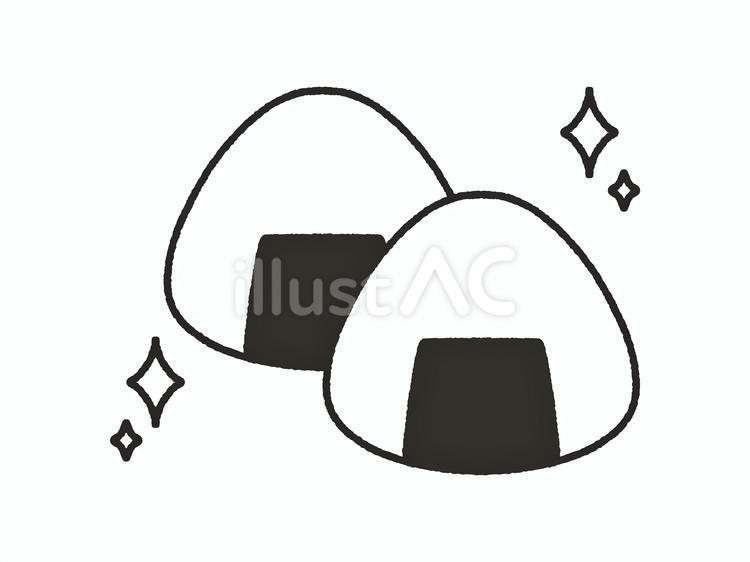 2個のおにぎり＿線画 おにぎり,おむすび,ご飯のイラスト素材