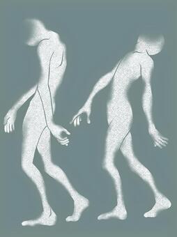 横に歩くホラーな人影① 白 人物,人影,ホラー,個別,歩く,横向き,全身,白色,大人,心霊のイラスト素材