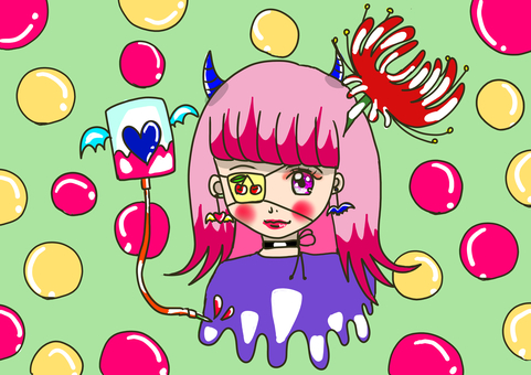 彼岸花 転生,眼帯,サクランボ,チョーカー,献血のイラスト素材