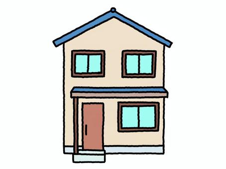 一戸建住宅 一戸建て,2階建て,住宅,家,線画,シンプル,手描きのイラスト素材