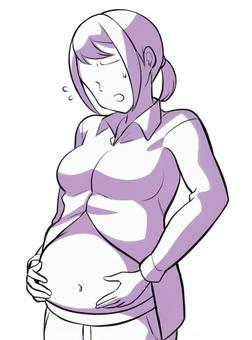 ぽっこりお腹・女性・肥満 ぽっこりお腹・女性・肥満 ポッコリお腹,ぽっこりお腹,お腹,食べ過ぎ,肥満,デブ,女性,アイコン,汗,人のイラスト素材