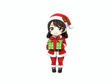 クリスマスプレゼントを渡すサンタガール