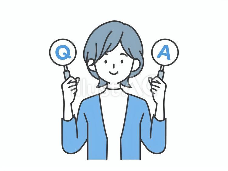 QとAの札を持つビジネスウーマン 人物,女,q&aのイラスト素材