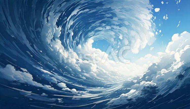 台風 雲,台風,青空のイラスト素材