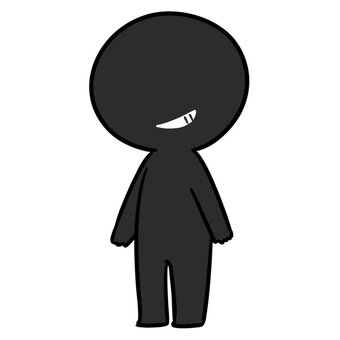 黒いモブの立ち絵 黒い人,モブ,無個性,悪人,悪い,犯人,怪しい,人物,人,立ち絵のイラスト素材