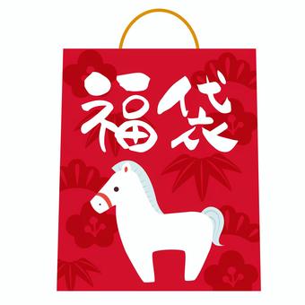 午年の白馬デザインの福袋イラスト 福袋,午,午年,2026,令和八年,うま,新春,初売り,干支,イラストのイラスト素材