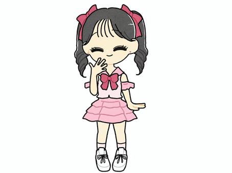ツインテールの女の子 アイドル,女の子,二次元,推し活,ポーズ,かわいい,ウィンク,笑顔,ニコニコ,表情のイラスト素材