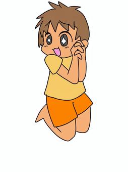 何かを発見して喜ぶ子供 子供,喜び,発見,ポーズ,ジャンプのイラスト素材