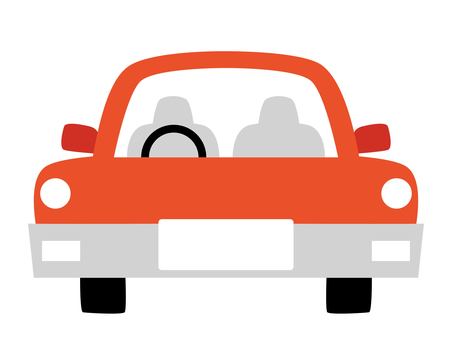 正面から見た車のイラスト、赤 車,乗り物,正面,軽自動車,ハンドル,タイヤ,イラスト,挿絵のイラスト素材