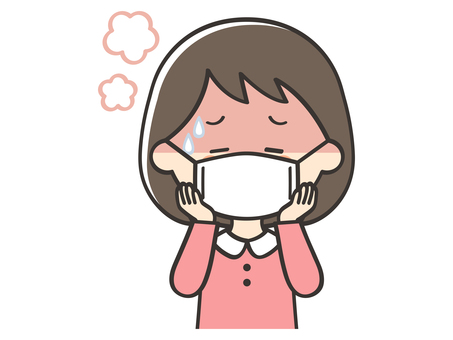 熱が出てマスクをしている女の子 女の子,子供,こども,マスク,熱,発熱,風邪,インフルエンザ,感染,感染症のイラスト素材