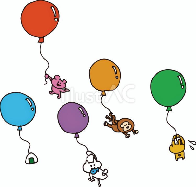 風船と生き物たち 風船,カラフル,可愛いのイラスト素材
