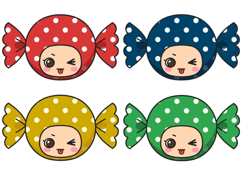 クリスマスカラーのキャンディーの被り物2 クリスマスカラー,飴,キャンディー,飴玉,アメちゃん,包み紙,包装,お菓子,おやつ,食べ物のイラスト素材