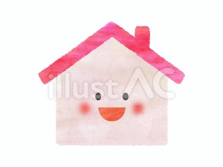 赤いおうち　笑顔 家,おうち,かわいいのイラスト素材