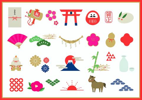 お正月シンプルイラスト