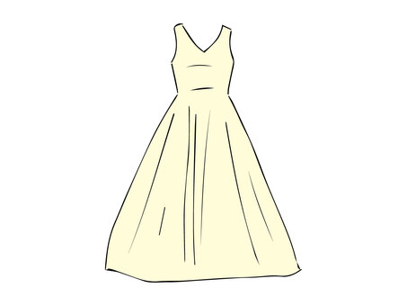 黄色のドレス ドレス,ワンピース,スカート,ファッション,フォーマル,レース,フリル,手書き,黄色のイラスト素材