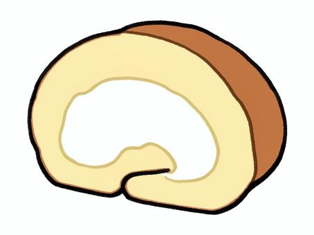 手書き_ロールケーキ_01 ロールケーキ,ケーキ,焼き菓子,生クリーム,スポンジ,ふわふわ,しっとり,渦巻き,断面,カットのイラスト素材