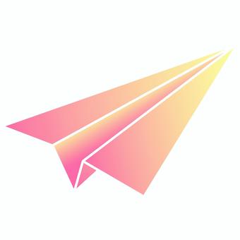 グラデーションの紙ひこうき（桃/黄） 紙ひこうき,折り紙,飛行機,飛ぶ,グラデーション,きれい,メッセージ,メール,手紙,お便りのイラスト素材