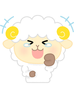 ヒツジ爆笑 羊,爆笑,大笑い,面白い,可笑しい,楽しい,涙目,動物,白,可愛いのイラスト素材