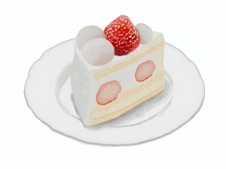 ショートケーキD（皿付き） ケーキ,ショートケーキ,スイーツ,洋菓子,洋生菓子,苺,いちご,イチゴ,ストロベリー,クリームのイラスト素材