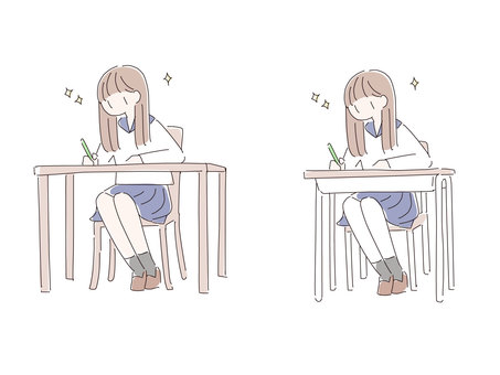 Female student studying, , JPG, PNG and AI