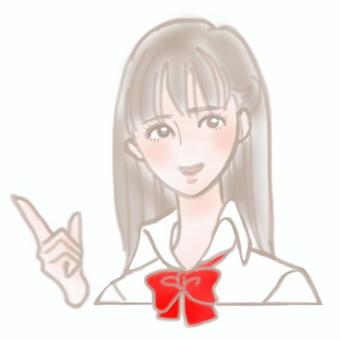 説明する女子高生 女子高生,美人,かわいい,若い,おしゃれ,綺麗,10代,学生,生徒,青春のイラスト素材