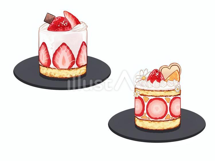 いちごのケーキ2種 ケーキ,いちご,スイーツのイラスト素材