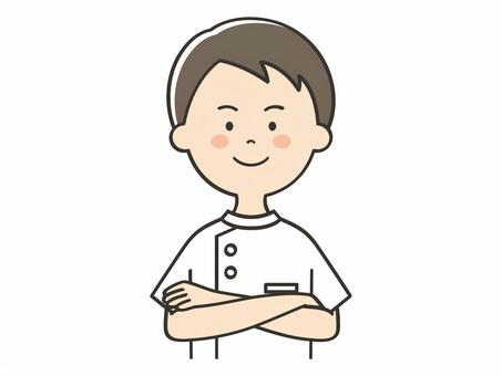 腕組みする男性看護師 腕組みする男性看護師 腕組み,どや顔,自信,自慢,男性,男,看護師,看護士,介護士,医師のイラスト素材