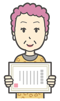  表彰状を持っている大阪のおばちゃん 表彰状,おばちゃん,大阪,ヒョウ柄,おばはん,中年,女性,関西,派手,おばさんのイラスト素材