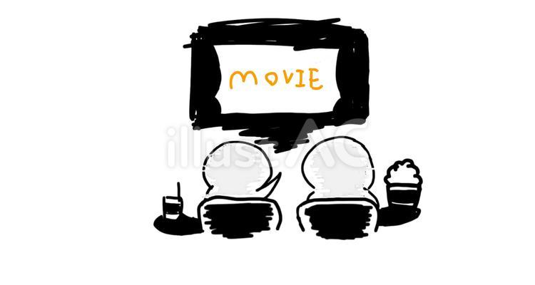 映画鑑賞(モノクロ) 映画,映画鑑賞,映画館のイラスト素材