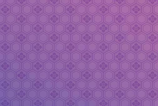 ハガキサイズの和柄　亀甲、花のパープル 背景,和風,和柄,亀甲,花,パープル,グラデーション,日本,伝統,和モダンのイラスト素材