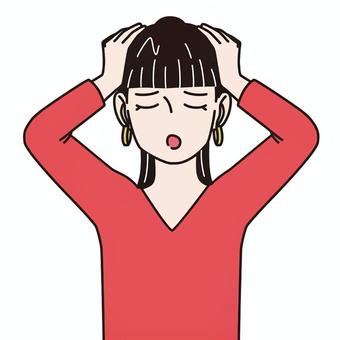 【アイコン用画像】女性_頭を抱える_5 表情,感情,頭を抱える,悩む,困る,参る,苦悩,葛藤,若い,人物のイラスト素材