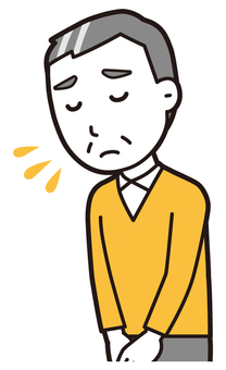 ニット中年男性(黄)-122-バスト  ニット中年男性(黄)-122-バスト おじぎ,おじさん,男性,中年,お父さん,パパ,シニア,ミドルエイジ,人物,かわいいのイラスト素材