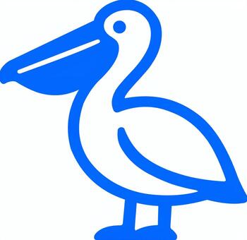 ピクトグラムの青のペリカンです。 ピクトグラム,ペリカン,シンプル,鳥,くちばし,翼,飛ぶ,動物,青のイラスト素材