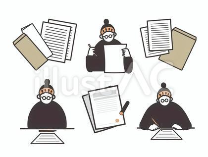 書類にサインする女性