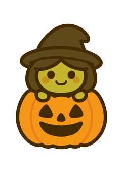 ハロウィンかぼちゃモンスター 魔女 ハロウィンかぼちゃモンスター 魔女 魔女,魔法使い,ハロウィン,かぼちゃ,10月,秋,モンスター,おばけ,手描き,挿絵のイラスト素材