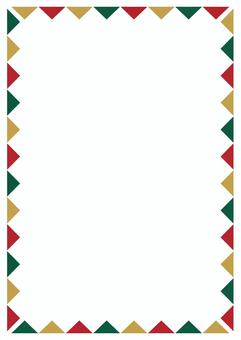 #3415クリスマス三角フレーム クリスマス,フレーム,枠,背景,三角,パターン,赤,緑,ゴールド,クリスマスカラーのイラスト素材