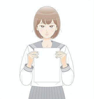 紙を持つ女子, 女子, 学生服, 一个例证, JPG 和 PNG