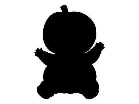 赤ちゃんのハロウィン仮装のシルエット ハロウィン,仮装,赤ちゃん,被り物,パーティー,カボチャ,着ぐるみ,手描きのイラスト素材