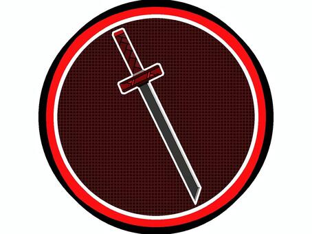 刀のアイコン『赤』 刀,武器,刃,装備,モチーフ,カラー,斬る,裂く,近接,攻撃のイラスト素材