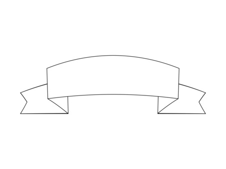 リボンのアイコン/かまぼこ型/輪郭線有 ポップ,アイコン,シンプル,リボン,フレーム,リボン枠,飾り枠,バナー,テロップ,飾りのイラスト素材