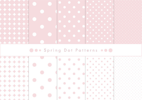 Spring dot pattern set, JPG and AI Spring dot pattern set, dot, polka dot, mizumatama, JPG and AI