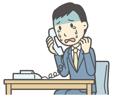  スーツ青年-163-バスト 電話,泣く,ビジネスマン,会社員,男性,サラリーマン,オフィス,ビジネス,営業マン,先生のイラスト素材
